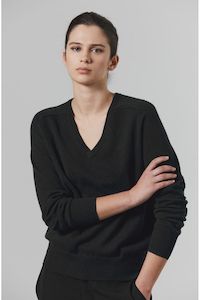 Clothing accessory: Amy Cashmere V Neck Sweater | Black