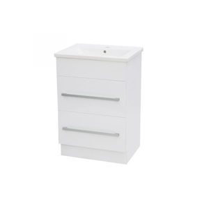 OJOS 600 Double Drawers Floorstanding Vanity – White/Black