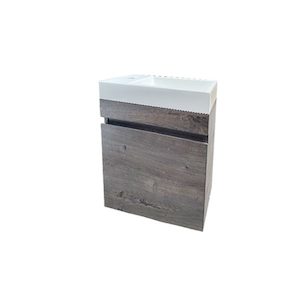 Wanaka 400 Wall Hung Vanity-Blackened Teak/ Glossy White (Left Hand）