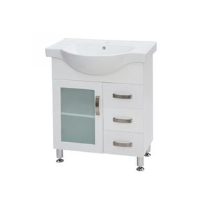 Renwick 750 Glass Door Floor Standing Vanity – White/Black