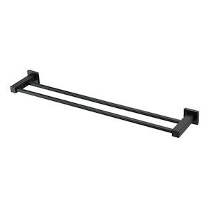 Remarkable Square Double Towel Rail Matt Black 60cm