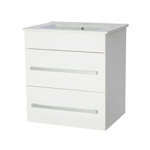 OJOS 600 Double Drawers Wall Hung Vanity – White/Black