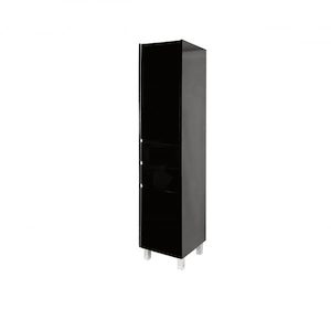 Remarkable 1960 Floor Standing Tall Cabinet – White/Black