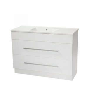 OJOS 1200 Double Drawers Floorstanding Vanity – White/Black