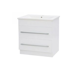 OJOS 900 Double Drawers Floorstanding Vanity – White/Black