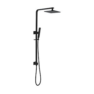 Remarkable Square Shower Column with Rain Head in Top Inlet Matt Black