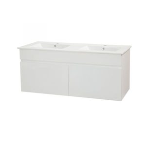 Remarkable 1200 Double Basin 2 Drawers Wall Hung Vanity – White/Black