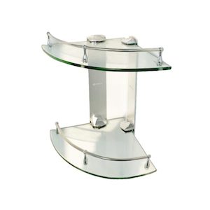 Coromandel Double Level Corner Glass Shelves