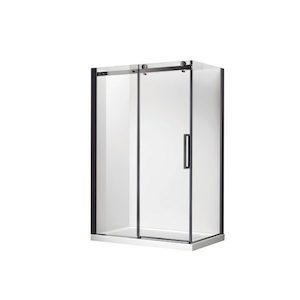 Remarkable 1600X900 Rectangle Frameless Shower Door Kit Matt Black