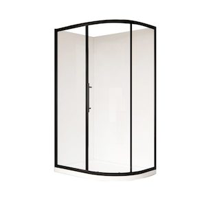 Tiles - floor - retailing: Coromandel 1000X800 Corner Single Sliding Door Round Shower in Black (Left/Right) – Extra High