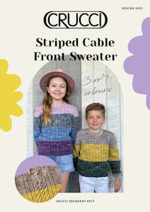 Crucci Knitting Pattern 2301 Childs Striped Cable Sweater