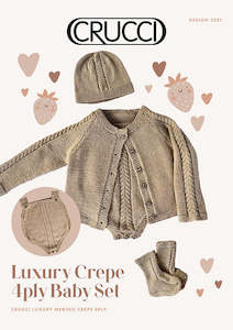 Crucci Knitting Pattern 2221 Luxury Crepe 4ply Baby Set