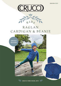 Crucci Knitting Pattern 2121 Kids Raglan Cardigan & Beanie