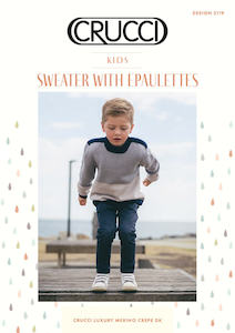 Baby Kids Patterns: Crucci Knitting Pattern 2119 Kids Sweater With Epaulettes