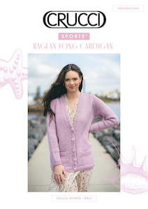 Crucci Knitting Pattern 2102 14ply Long Raglan Cardigan