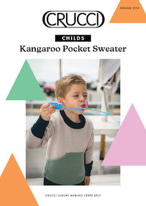 2022 Pattern Collection: Crucci Knitting Pattern 2110 Child's Kangaroo Pocket Sweater