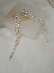 Emiliana - luscious pearls long cascading drip bead earrings