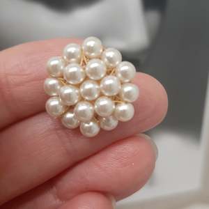 Custom N - crystal base pearls multi beaded large stud earrings