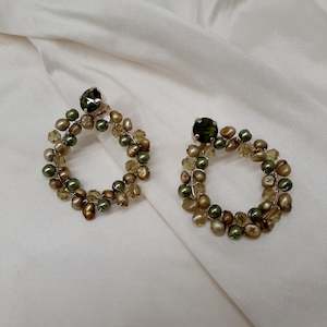 Sienna - freshwater pearls and crystals beaded hoop earrings and studs