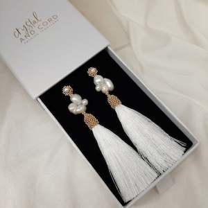 Ashling - glorious natural cultured freshwater pearls long cascading tassel earrings