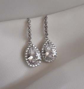 Kirsty - Cubic Zirconia crystal clear silver or gold tone drop earrings