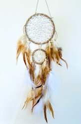 Jewellery: White & Tan Dream Catcher Double Ring.