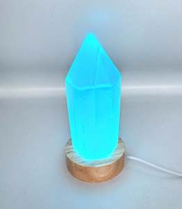 Jewellery: Selenite Point Colour Change Lamp.