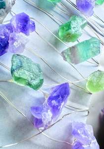 Jewellery: Crystal Fairy Lights Fluorite & Amethyst Flower 3M