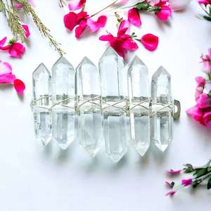 Jewellery: Double Terminated Clear Quartz Hair Clips.