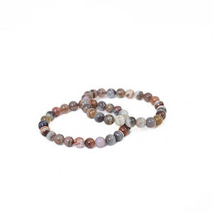 Botswana Agate Round Bead Bracelet 8mm