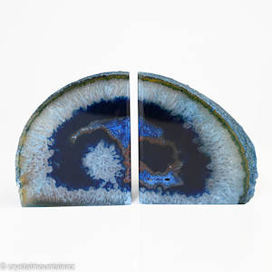 Agate Geode Bookend - blue