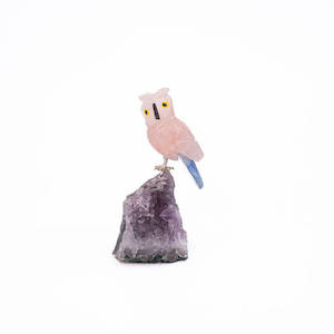 Rose Quartz Owl on Amethyst Druze