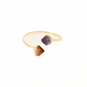 Citrine & Amethyst Point Cuff Bracelet