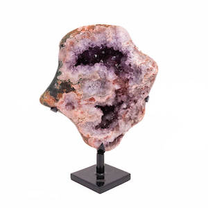 Pink Amethyst Freeform on a metal stand