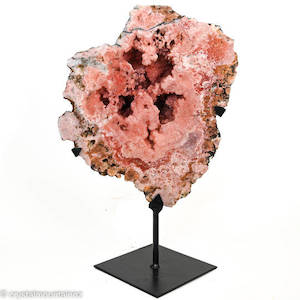 Pink Amethyst on a black metal stand