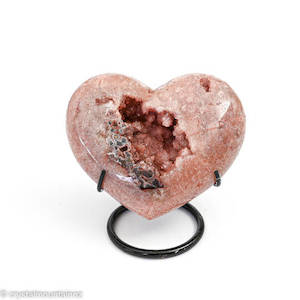 Products: Pink Amethyst Heart on a black metal stand