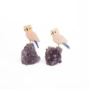 Rose Quartz Owl on Amethyst Druze