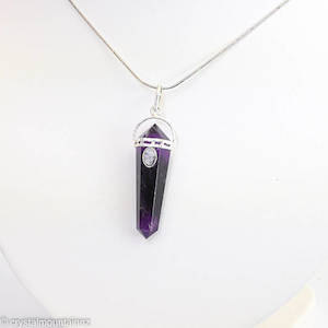 Products: Amethyst Double Point Pendant with Moonstone