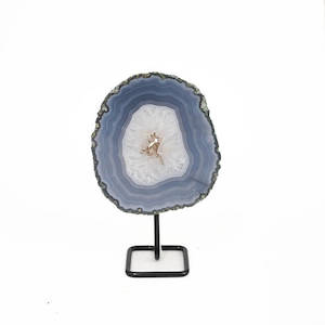 Blue lace Agate Slab on Stand