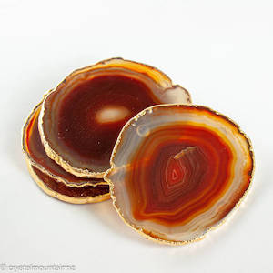 Agate Slice Coaster Set with Gold Edging