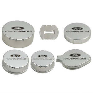 Panel beating: 2015-23 Mustang Billet Engine Cap Set W/ Laser Engraved Ford Performance Logo