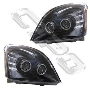 8136194-94PG - HEADLAMP SET - L&R - ANGEL EYES - BLACK - TO SUIT TOYOTA PRADO KZJ120 2003-