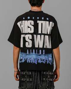 Loiter Alien It's War Boxy T-Shirt Washed Black