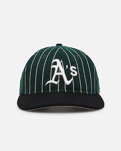 New Era Oakland Athletics 9FIFTY Retro Melton Pinstripe Strapback Dark Green/Black