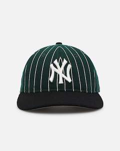 New Era New York Yankees 9FIFTY Retro Melton Pinstripe Strapback Dark Green/Black