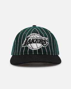 New Era Los Angeles Lakers 9FIFTY Retro Melton Pinstripe Strapback Dark Green/Black