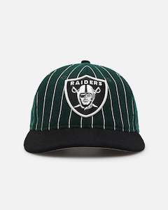 New Era Las Vegas Raiders 9FIFTY Retro Melton Pinstripe Strapback Dark Green/Black