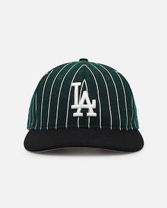 New Era Los Angeles Dodgers 9FIFTY Retro Melton Pinstripe Strapback Dark Green/Black