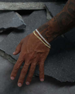 Clothing: House Of Auric 5mm Cuban Bracelet Set Gold/Silver