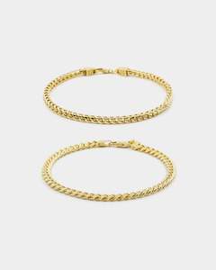 House Of Auric Cuban & Franco Stack Bracelet Set 18k Gold Vermeil